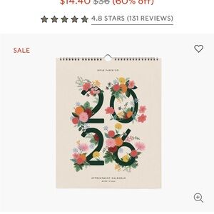 Rifle Paper Co. Floral 2026 Appointment Calendar